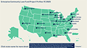 ECLF Project Profiles Year End 2023 notated on a map of the United States with a blue icon