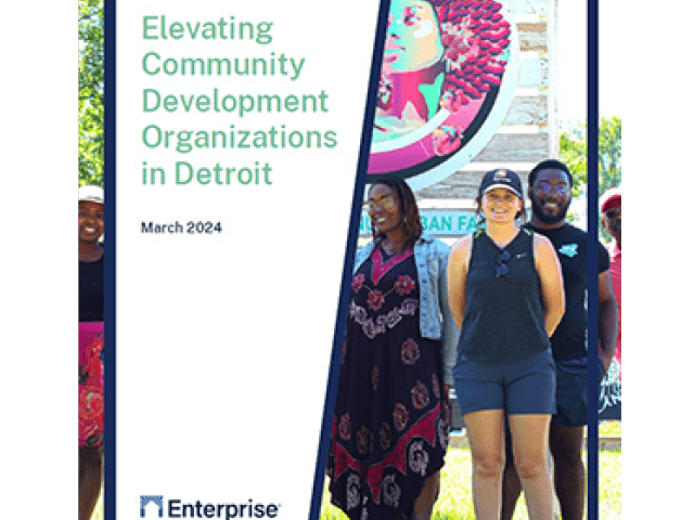 Elevating Community Development Organizations in Detroit and a group of people standing in front of a mural