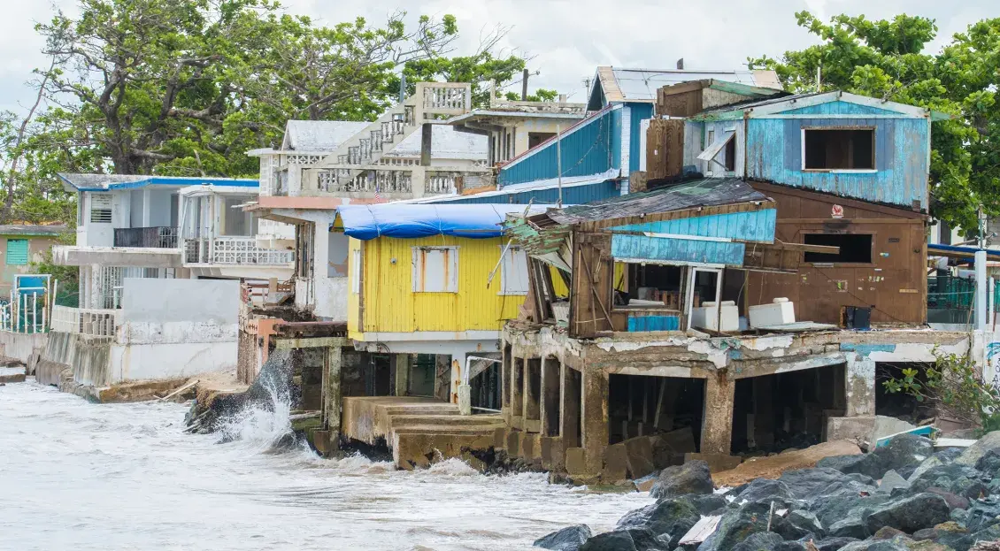Shorefront homes damaged in a storm
