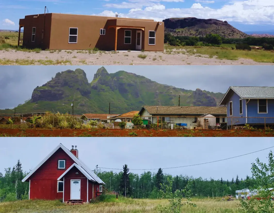 Native housing in three locations