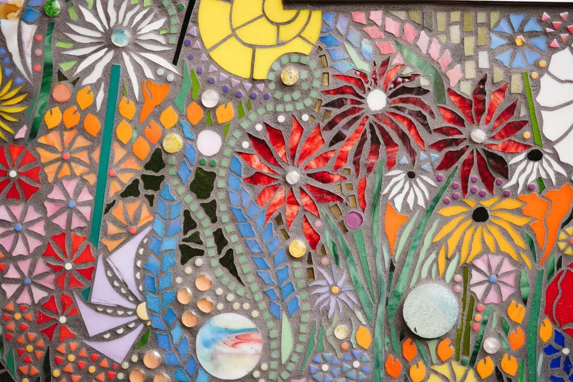 Mosaic featuring blooming flowers