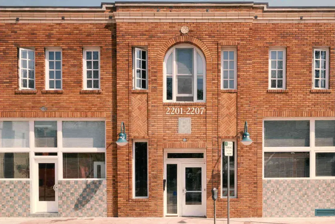 Two-story red brick building 