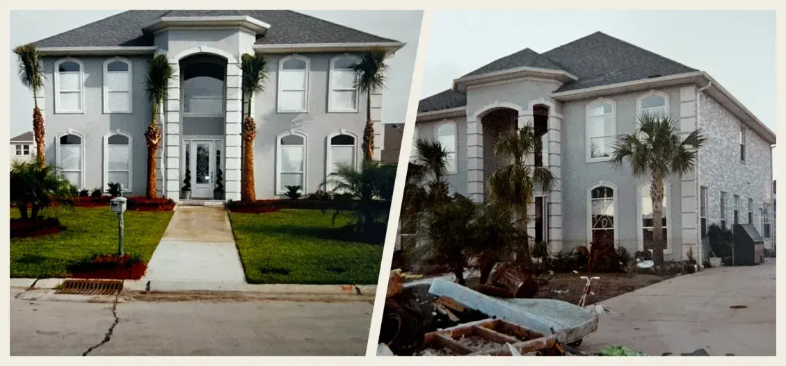 Ryan Brock's family home in New Orleans, pre and post Katrina