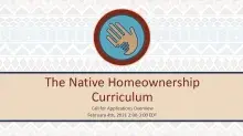 Native Homeownership Curriculum Training Q & A Cover slide image