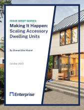Issue Brief Series: Making it Happen: Scaling Accessory Dwelling Units cover image of a home