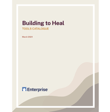 Building to Heal Tools Catalogue cover image with an illustration of waves