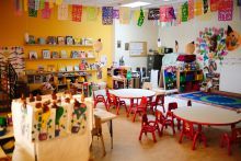 Brightly colored early learning classroom