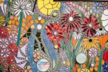 Mosaic featuring blooming flowers