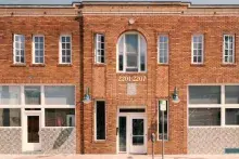 Two-story red brick building 