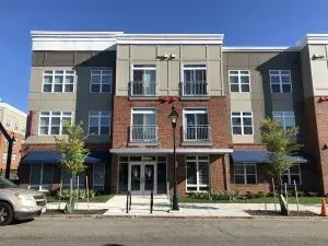 Front entrance and buildings at Van de Vyer Apartments