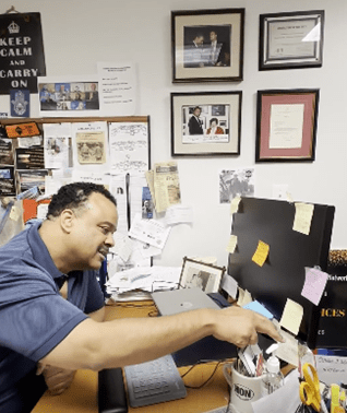 David Bowers at his desk