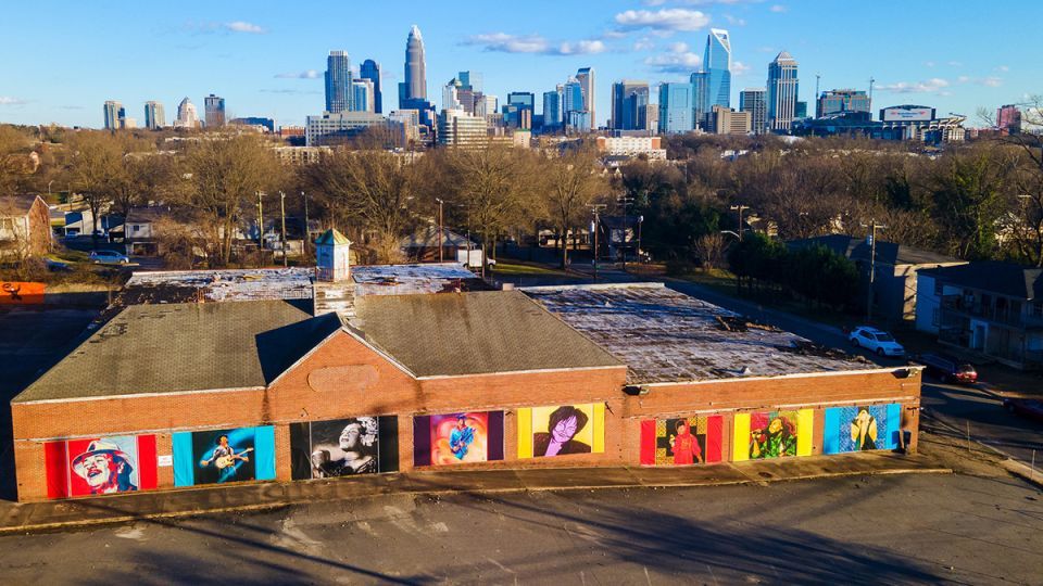 A building with graffiti on the side