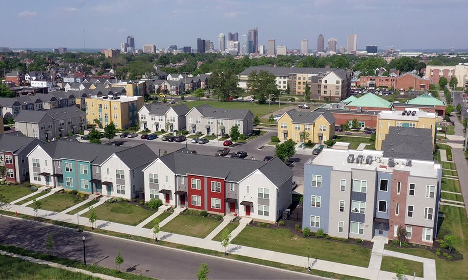 A group of houses in a neighborhood