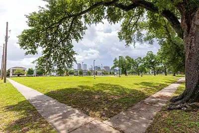 New Orleans skyline from a park in Lafitte