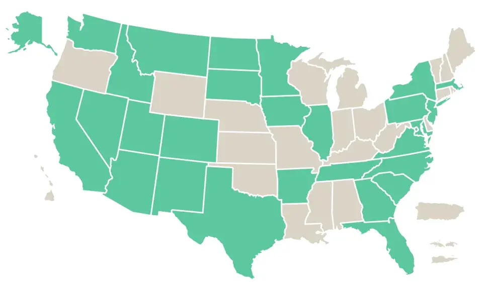 A map of the 29 eligible states for Hosing Affordability Breakthrough Challenge
