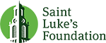 Saint Luke's Foundation in green text next to an illustration of a building on a green circle