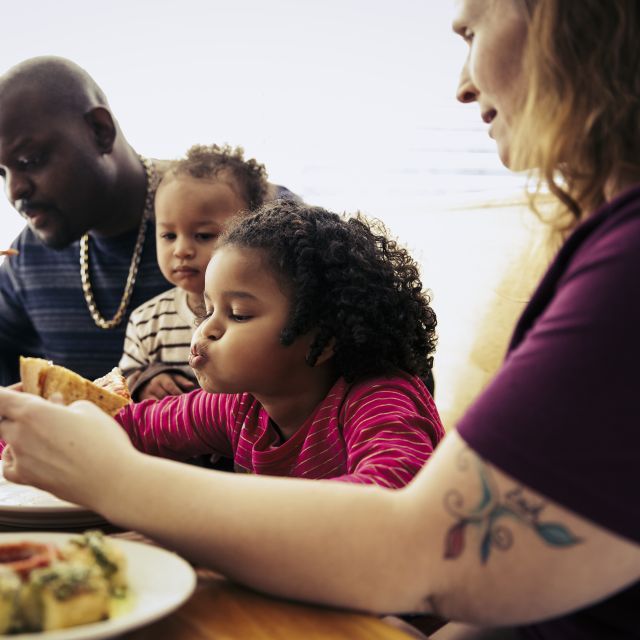 family eating dinner