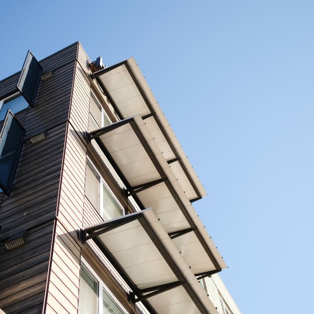 Hopeworks awnings from below