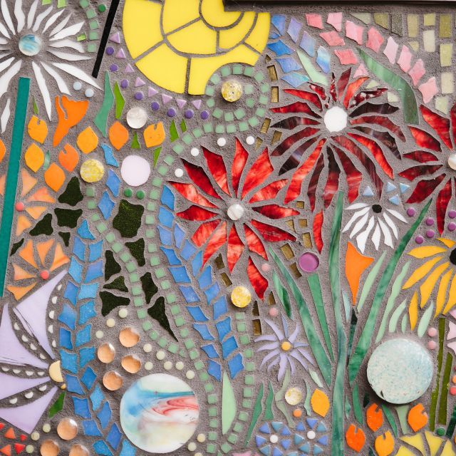 Mosaic featuring blooming flowers