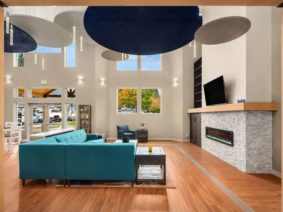 The clubhouse interior of College Glen apartments