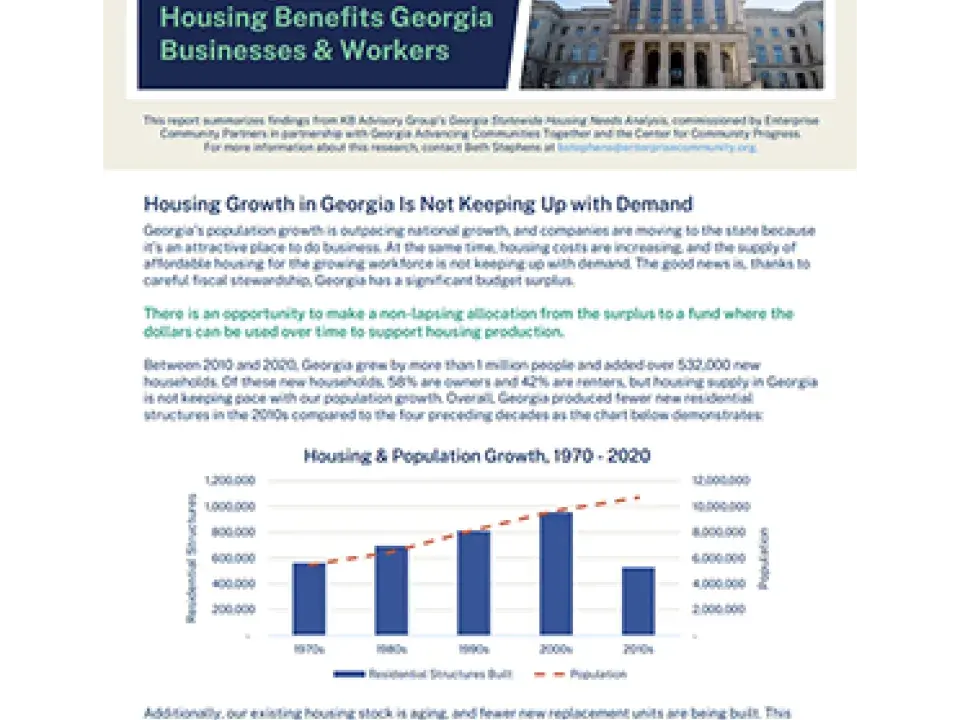 Investing in Affordable Housing Benefits Georgia Businesses & Workers