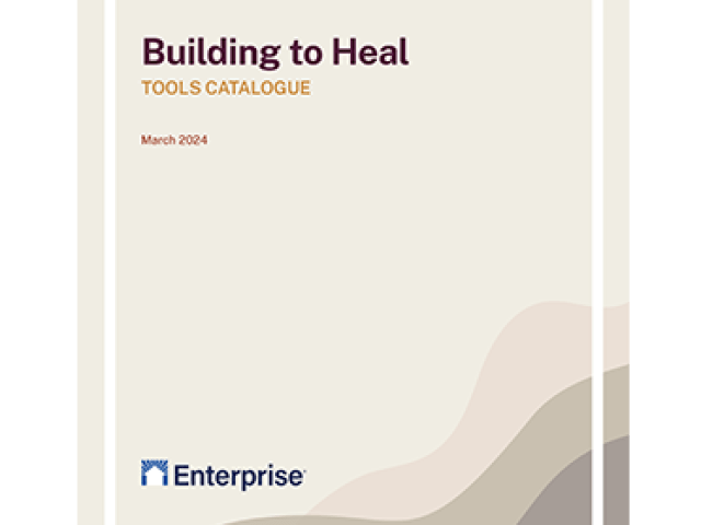 Building to Heal Tools Catalogue cover image with an illustration of waves