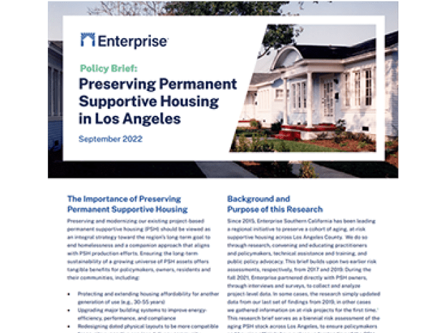 Preserving Permanent Supportive Housing in Los Angeles Policy Brief cover